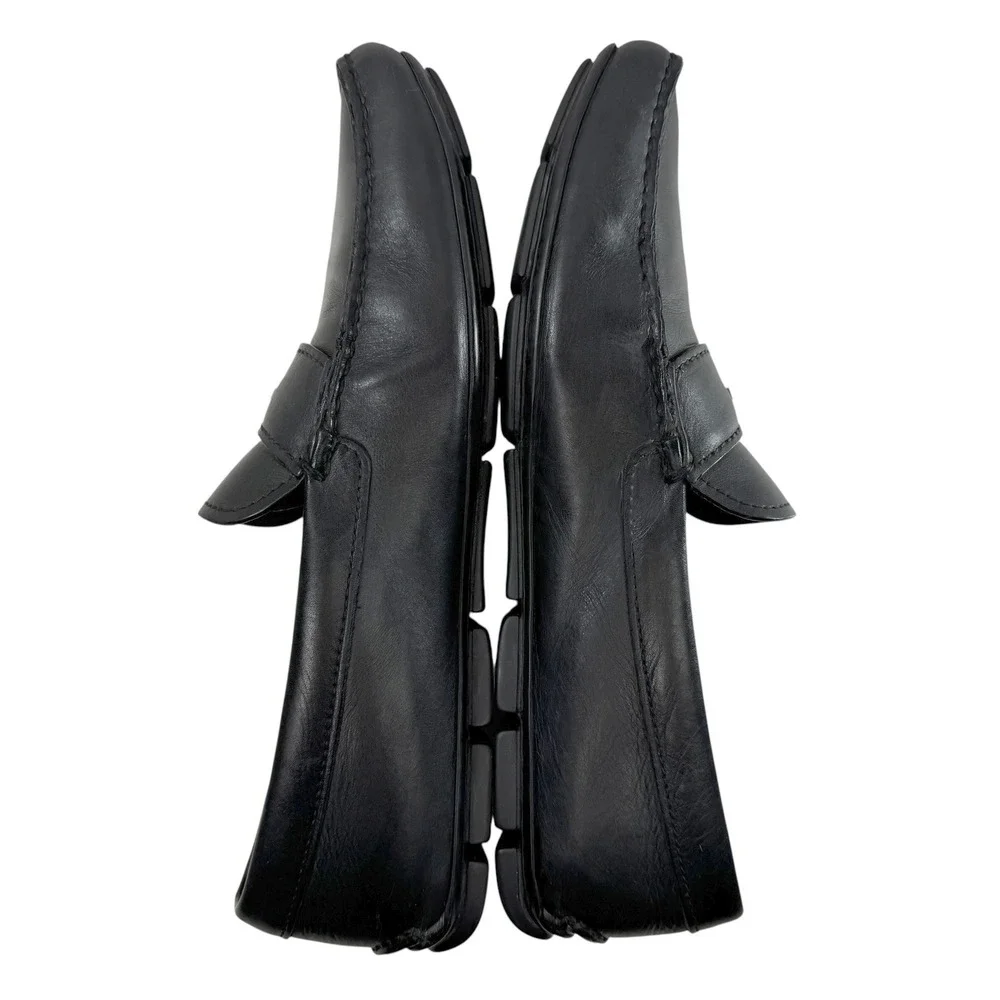 Prada Penny Loafers Driver Shoes Men's Size 8 Mens Black Leather Milano Logo - Picture 7 of 11